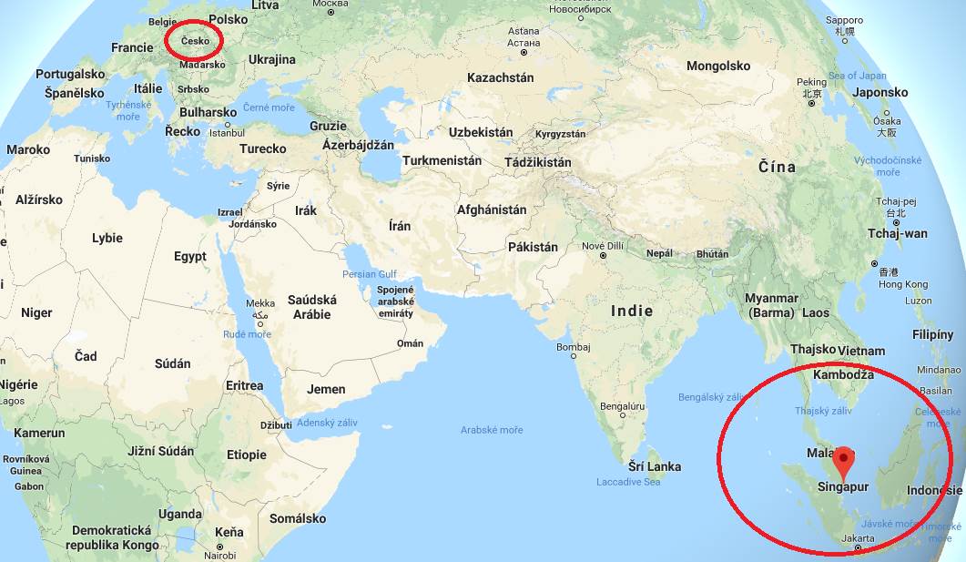 Poloha Singapuru na mapě světa