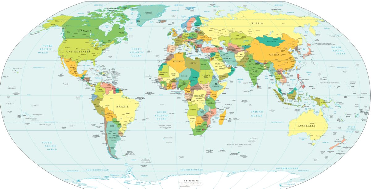 Politická mapa světa státy kartografie