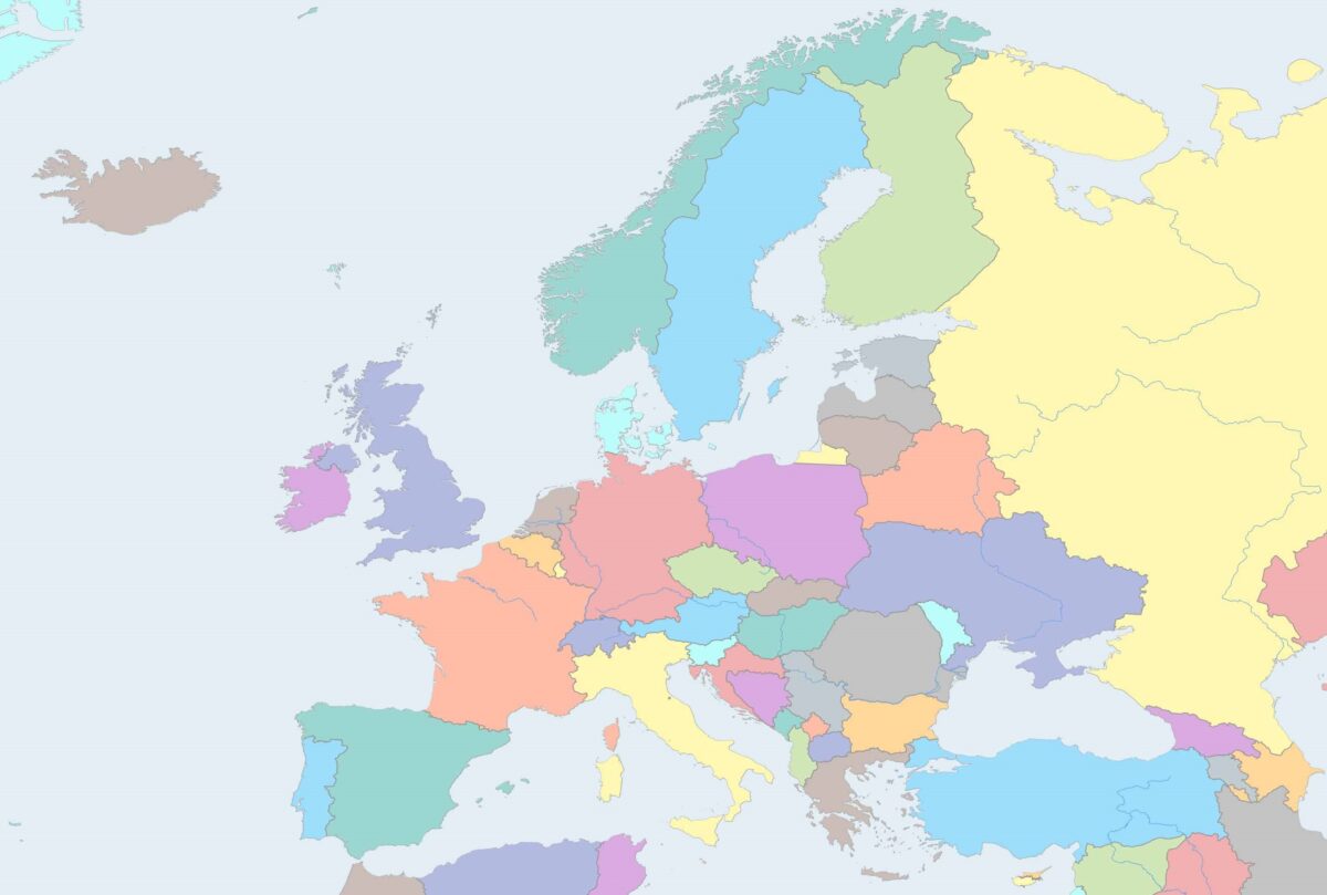 Slepá mapa Evropy pro tisk
