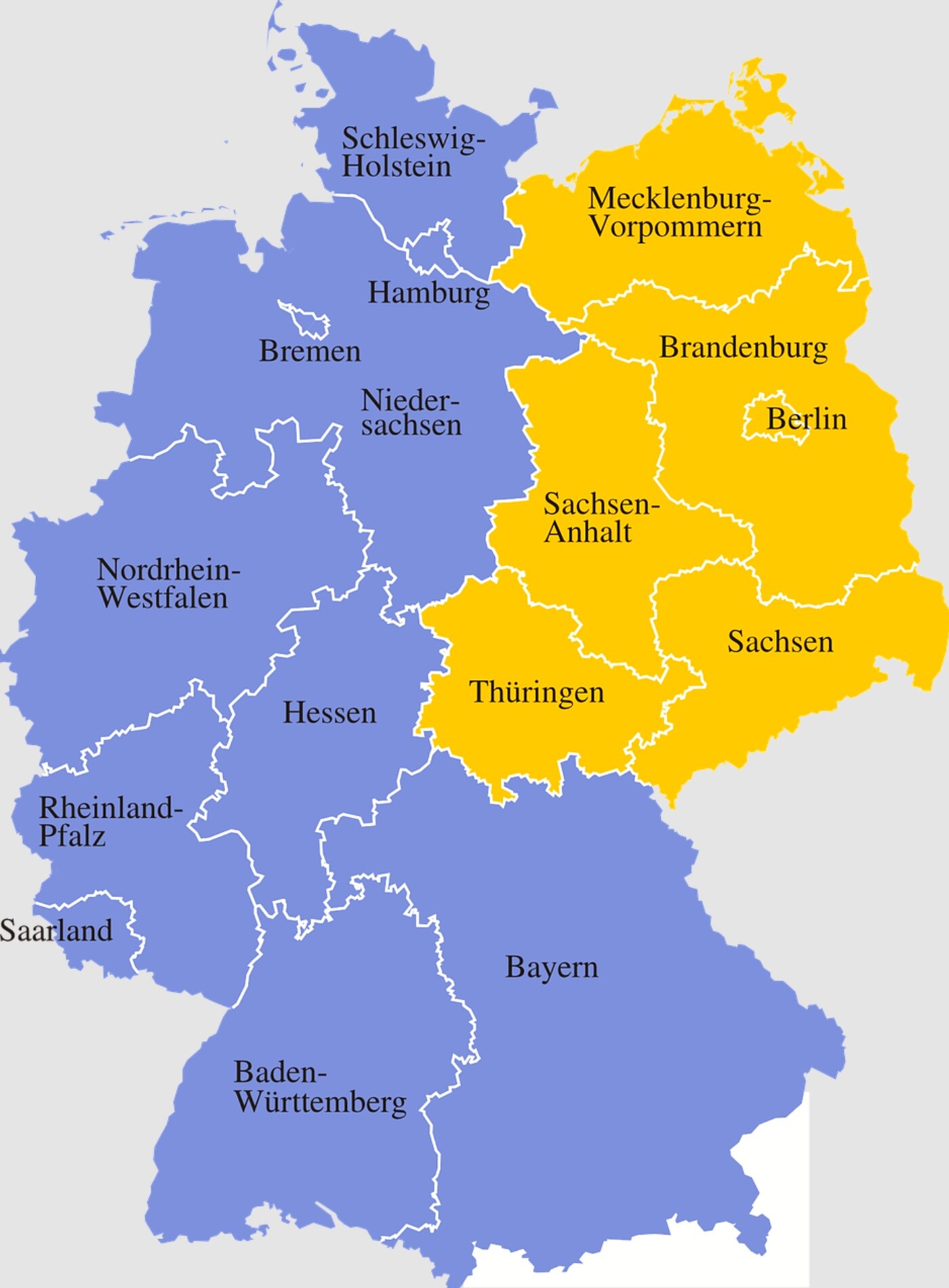 Rozdělení Východního a Západního Německa Spolkové země